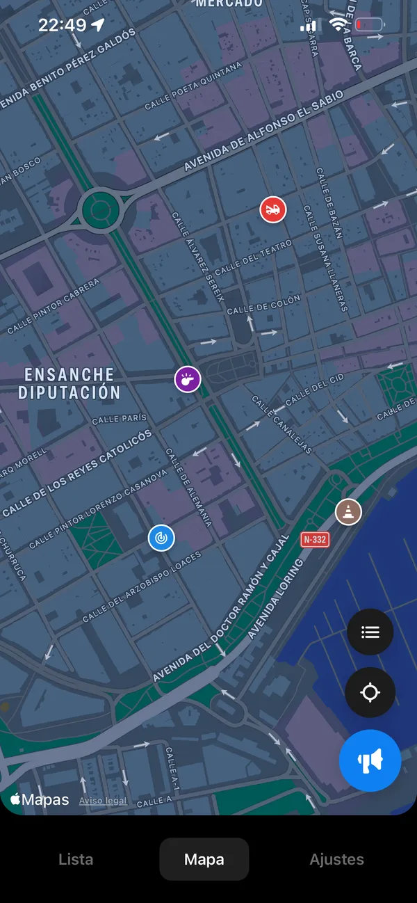 Mapa con alertas